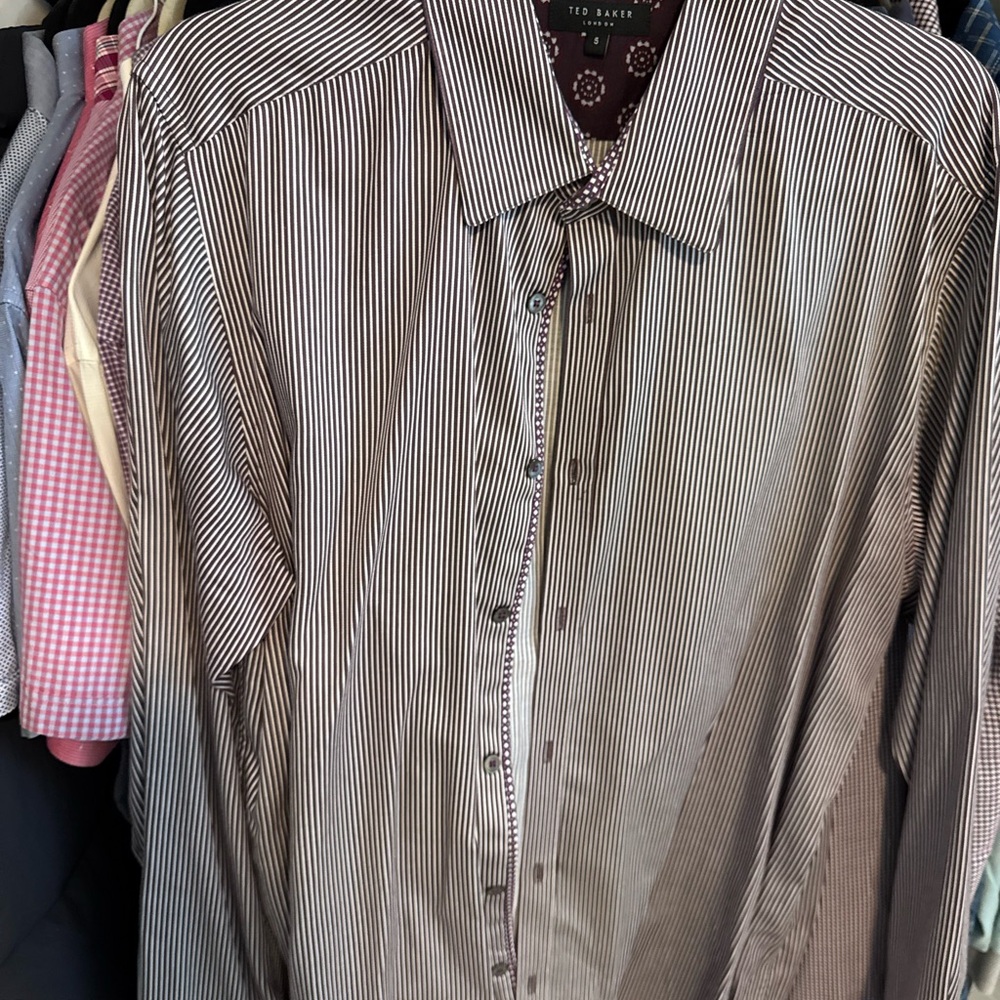 Ted Baker Men's Black and White Striped Shirt